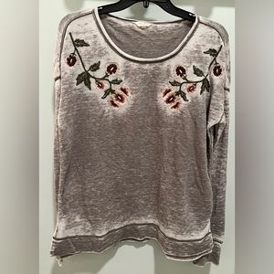 Lucky Brand Thin Embroidered Gray Sweatshirt